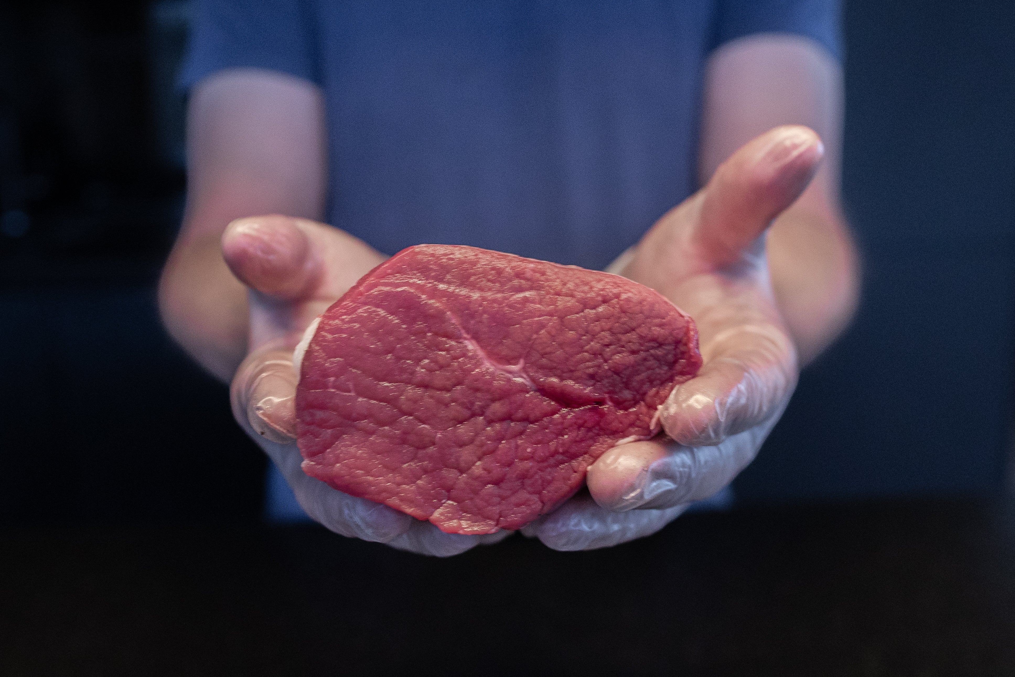 Řezník drží hovězí váleček Fox Meadows – kvalitní maso pro perfektní steaky